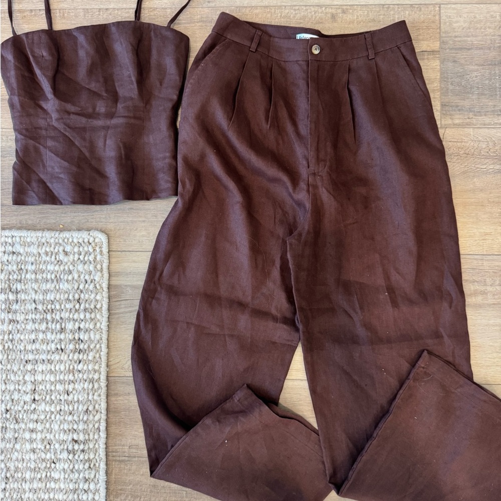 Reformation Brown Linen Set